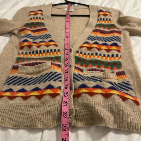 Madewell Wallace Momento Fringe Cardigan Merino Wool Sweater Womans Small Aztec - Picture 10 of 11